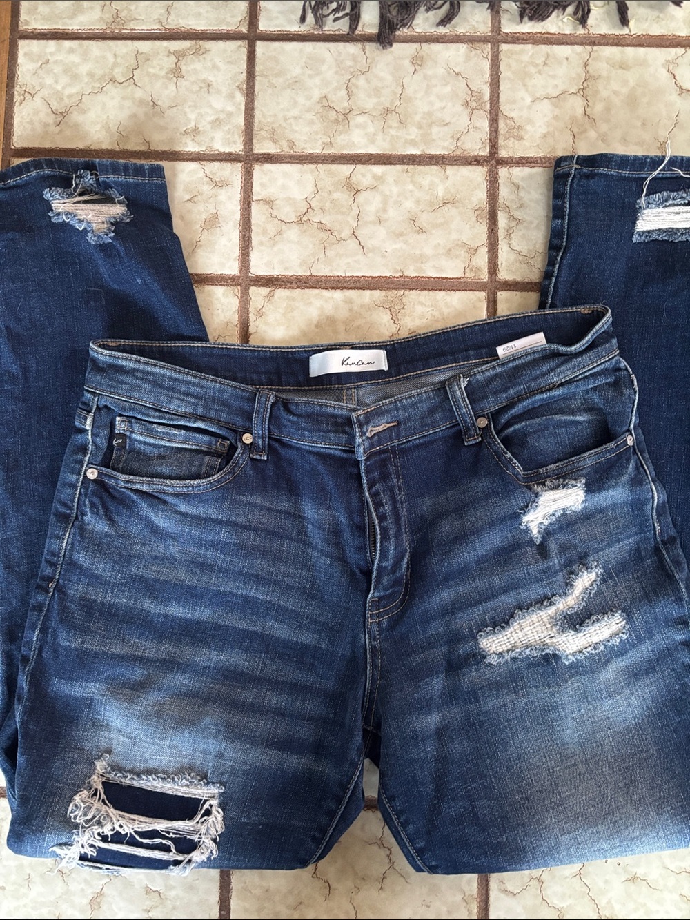 KanCan Distressed Dark Blue Boyfriend Jeans